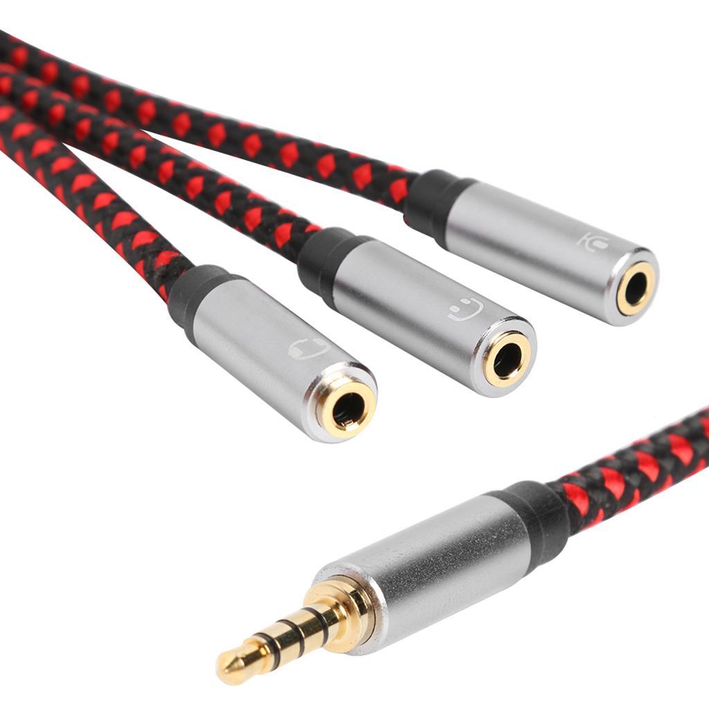 11.8" 3.5mm Male to 3X Female Splitter Audio Cable 3 Way Splitter for Headphone