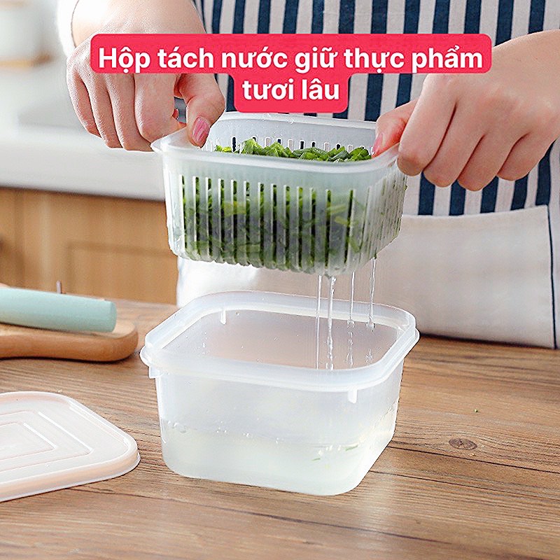 Hộp Đựng Thực Phẩm Bảo Quản Tách Nước Giúp Thực Phẩm Tươi Lâu