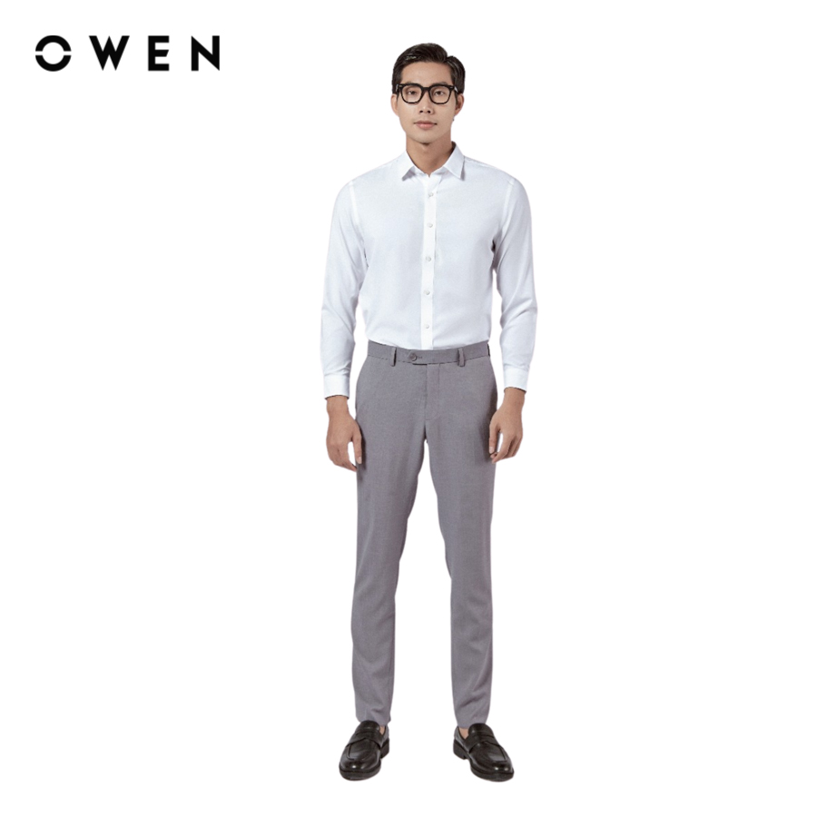 OWEN - Áo sơ mi dài tay Trắng Trơn Café AS221202D2