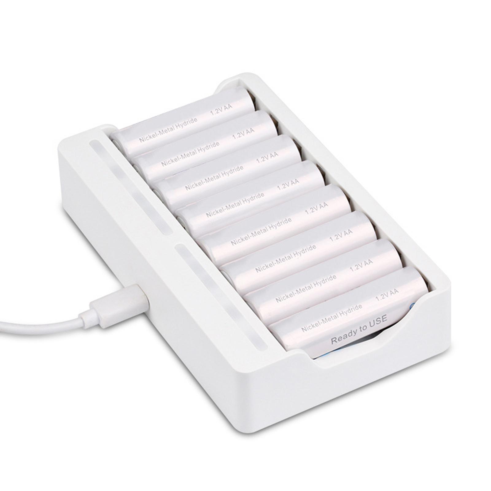 AA AAA Micro USB Charger, 8 Slots for NiMH Batteries, Fast Charging