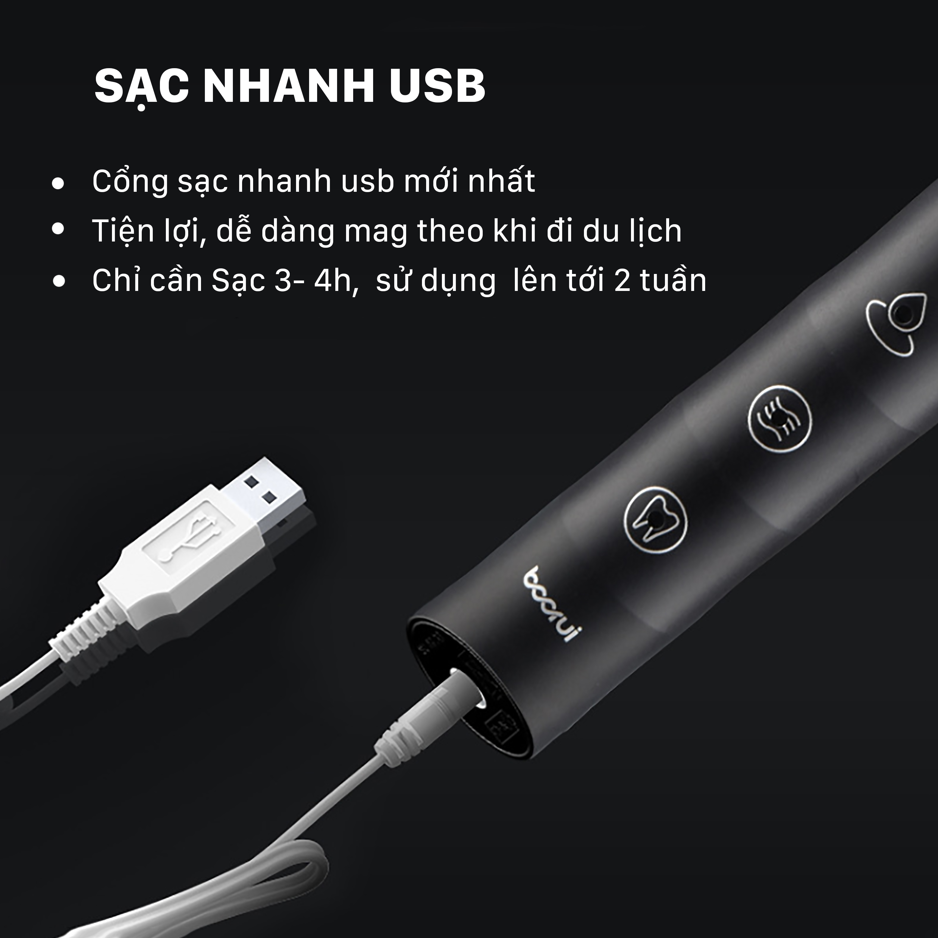 Bàn Chải Điện Chải Răng Sử Dụng Sạc Clear Sonic Boorui