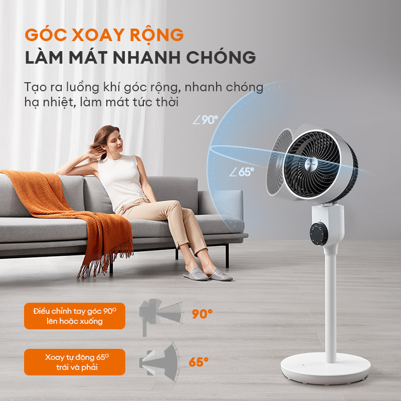 Quạt tuần hoàn không khí Gaabor GFD-N240A gió đối lưu độ ồn thấp - Hàng chính hãng