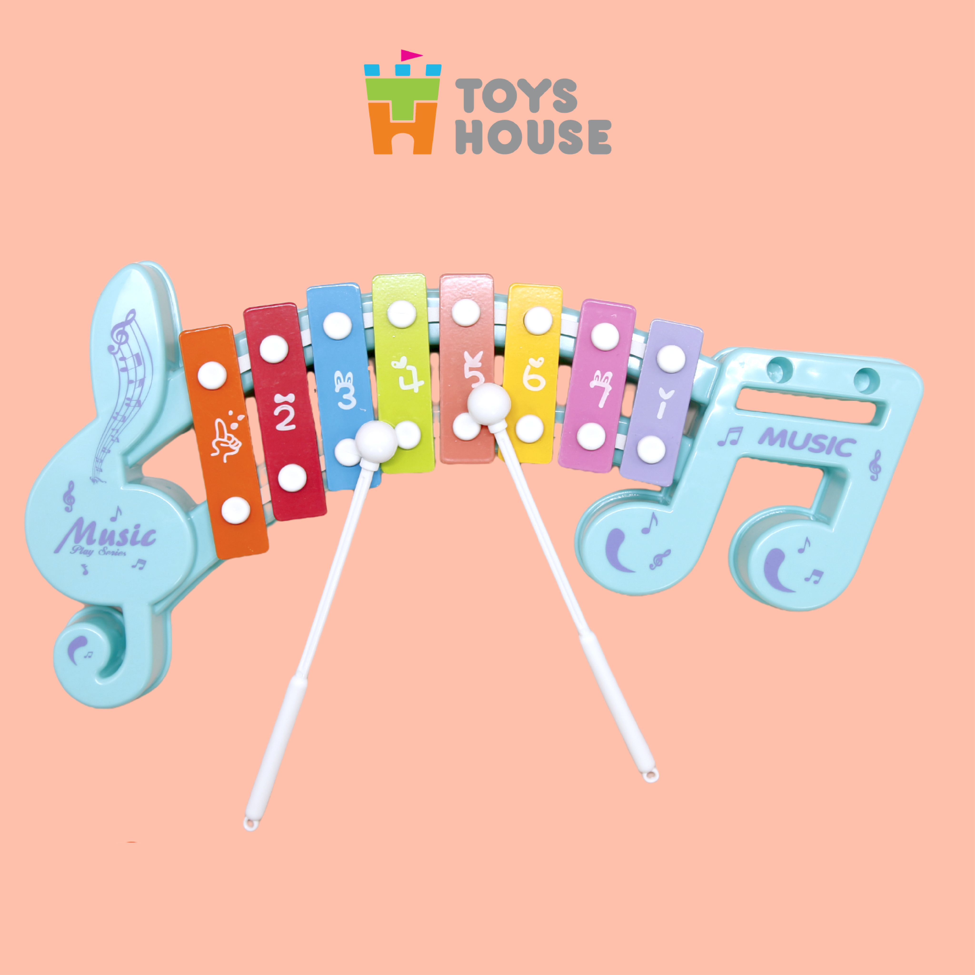 Đồ chơi đàn gõ Xylophone cho bé 8 phím hình nốt nhạc - Đồ chơi âm nhạc cho bé Toyshouse 683-2