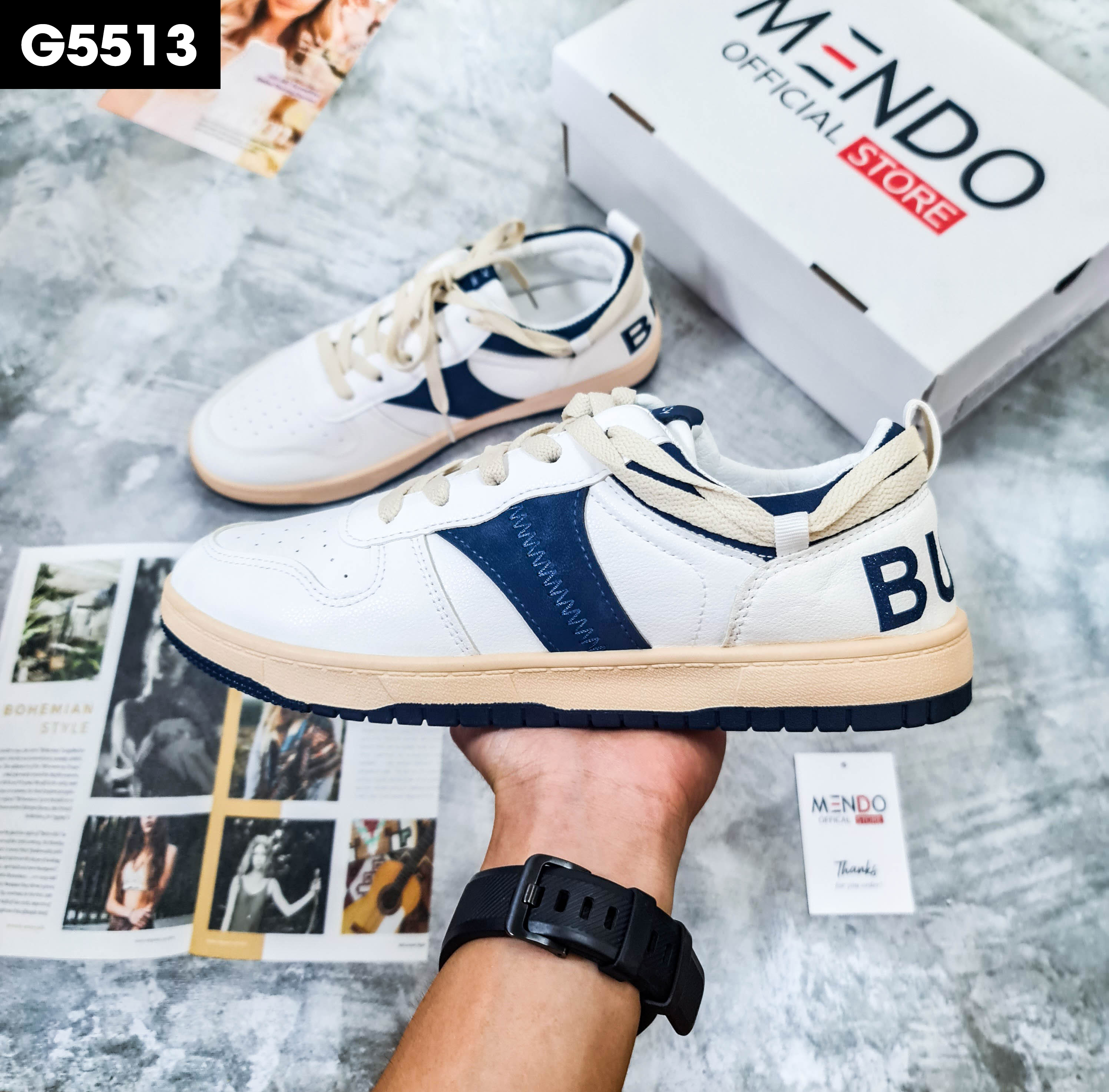 Giày Thể Thao Nam MENDO - Giày Sneaker Màu Xanh Lá - Xanh Lam Mẫu Mới 2022, Phong Cách Cực Ngầu Thời Trang Trẻ Trung - G5508