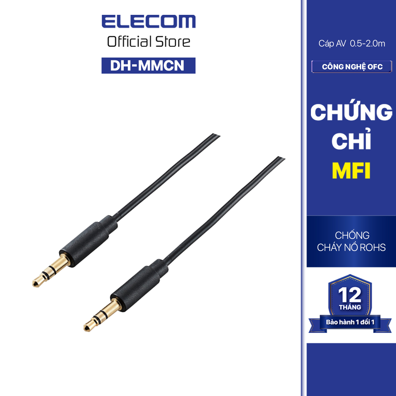 Cáp AV 3.5φ - 3.5φ , 0.5m ELECOM DH-MMCN 0.5m-1.0m-1.5m-2.0m - Hàng chính hãng