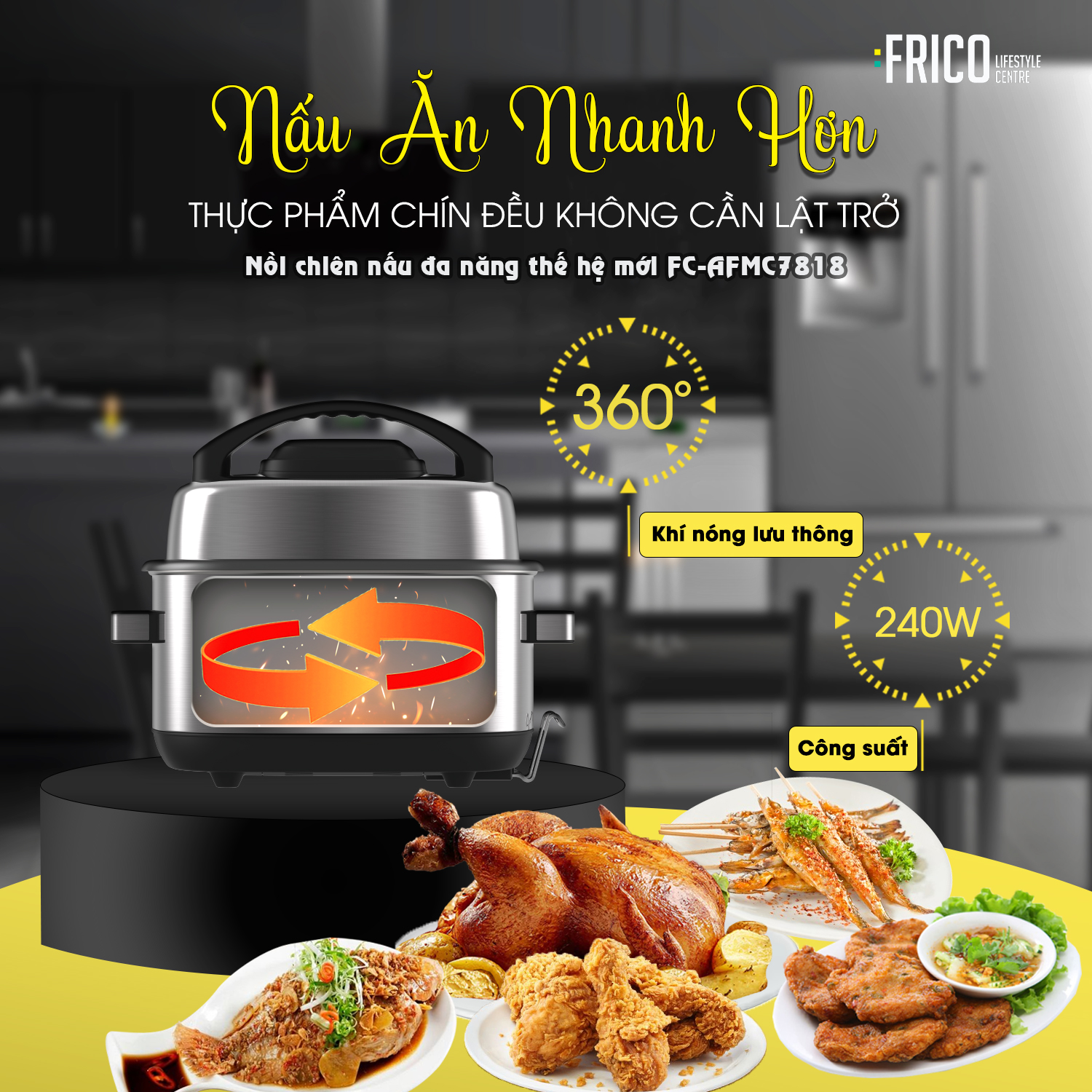 Nồi chiên nấu đa năng thế hệ mới FRICO FC-AFMC7818  - Hàng Nhập Khẩu