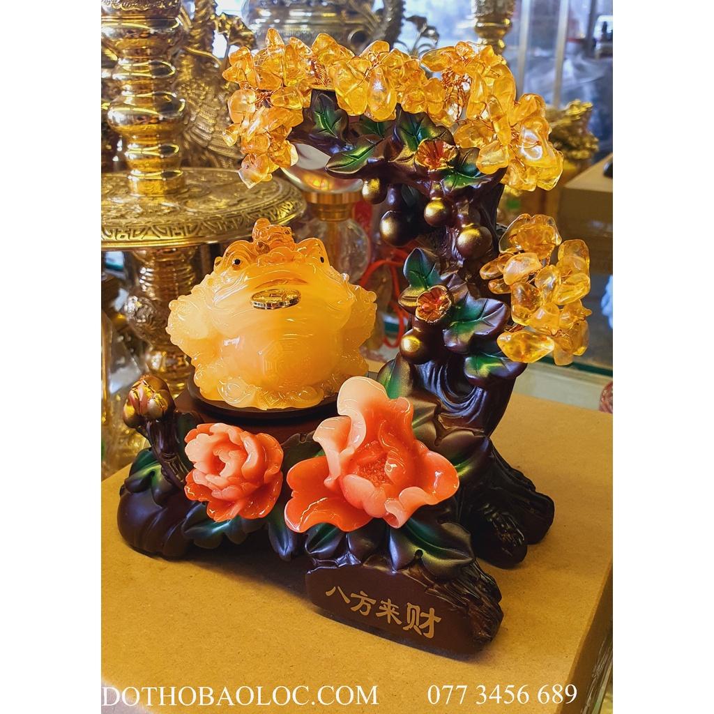 Cóc phong thủy + cây tài lộc 3 cỡ cao 17cm, 23cm