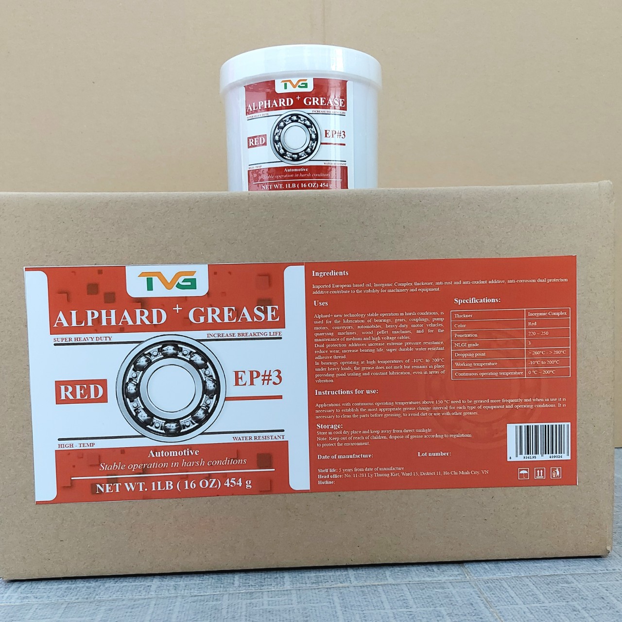 [MỠ BÒ ĐỎ CHỊU NHIỆT 280 ĐỘ - KHÁNG NƯỚC] ALPHARD GREASE RED EP3 454GR