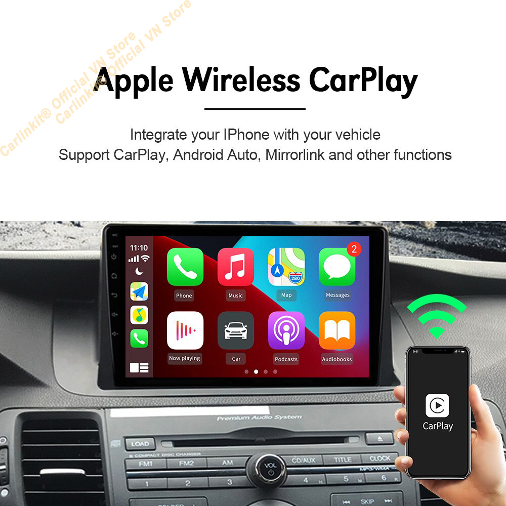 Carlinkit CPC200-AutoKit (MỚI NHẤT)-Bộ Adapter chuyển đổi Apple Carplay có dây sang Apple Carplay không dây cho xe hơi màn Android