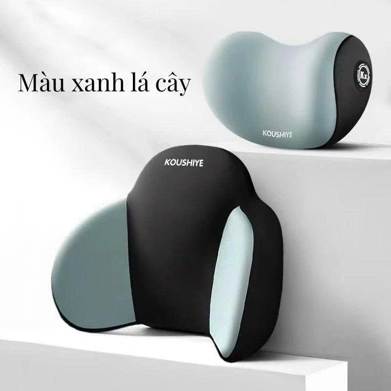 Bộ gối tựa đầu tựa lưng chất liệu cao su non cao cấp AWESOME - chống đau mỏi lưng khi lái xe - đen, đen