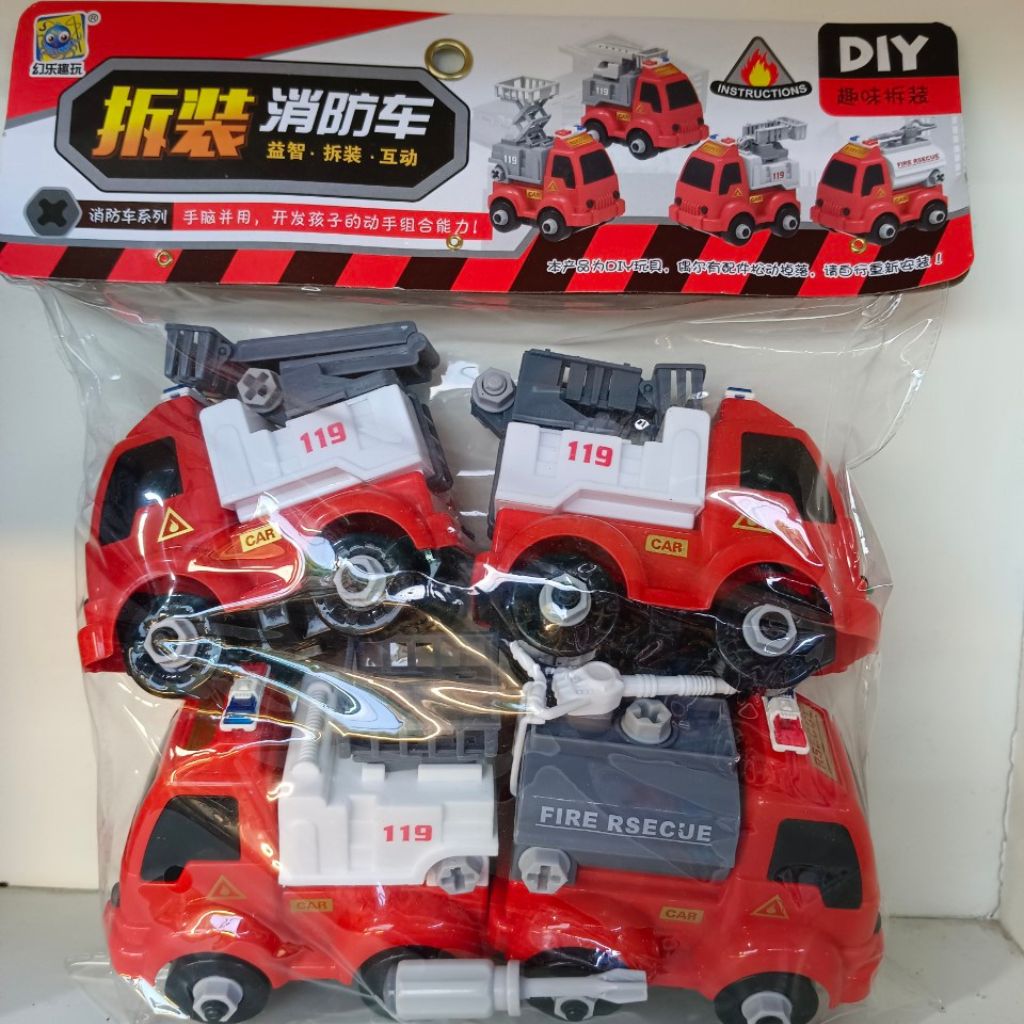 Mô hình Bộ 4 xe công trình , xe lắp ráp và tháo rời. Kích thước xe sử dụng: D12*R10