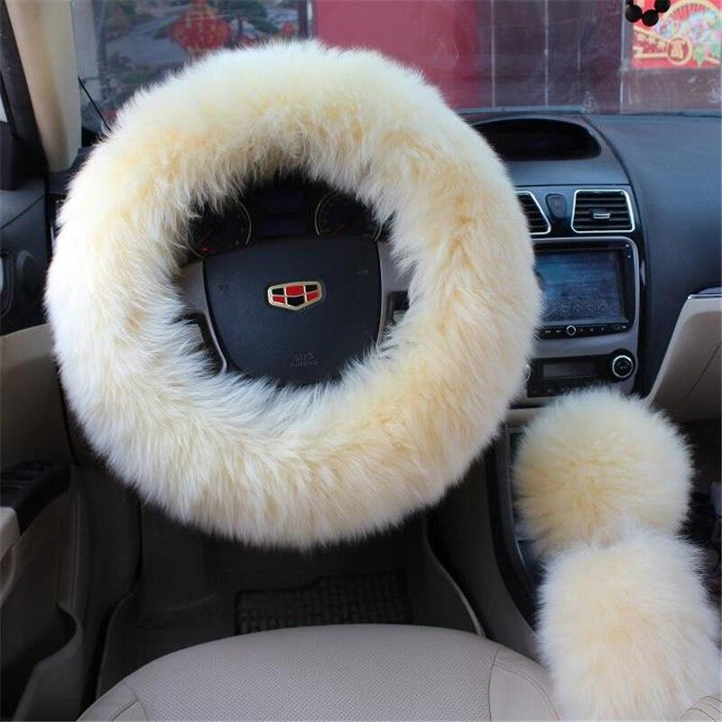 3Pcs Car Accessories Decoration Steering Wheel Cover + Handbrake Cover + Gear Shift Cover