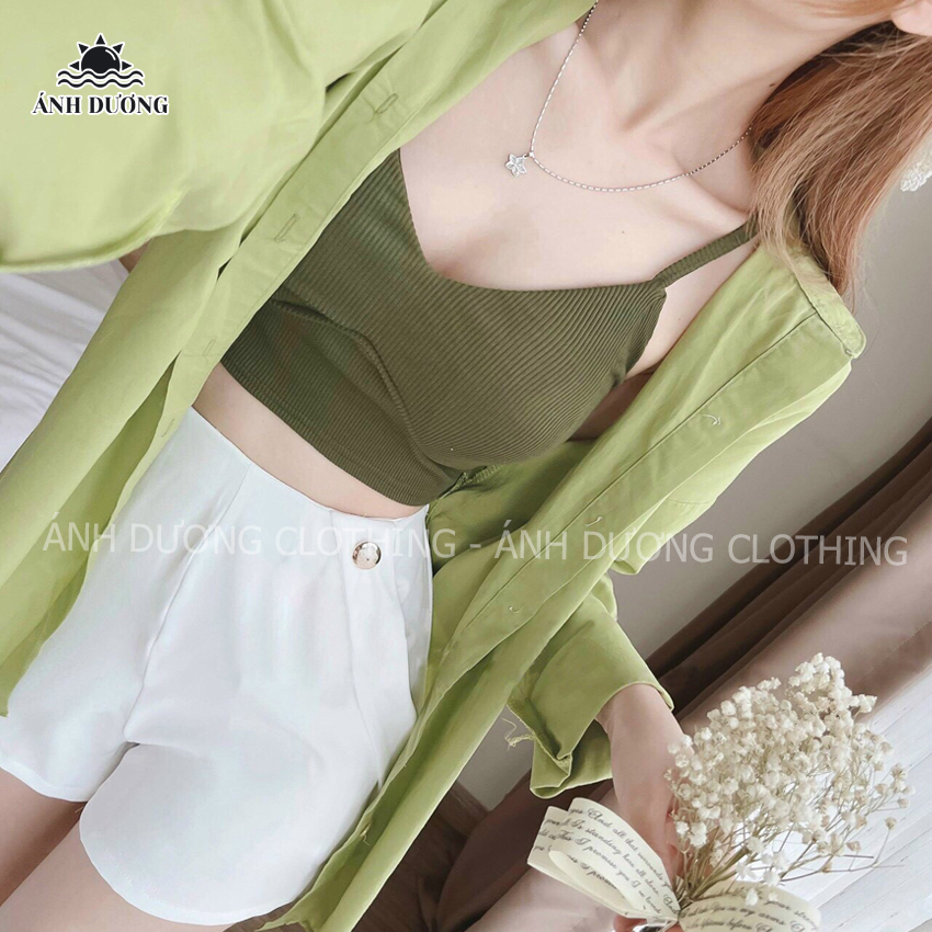 Set quần áo nữ croptop 3 món đi biển áo khoác áo hai dây quần đùi Ánh Dương Clothing MS187