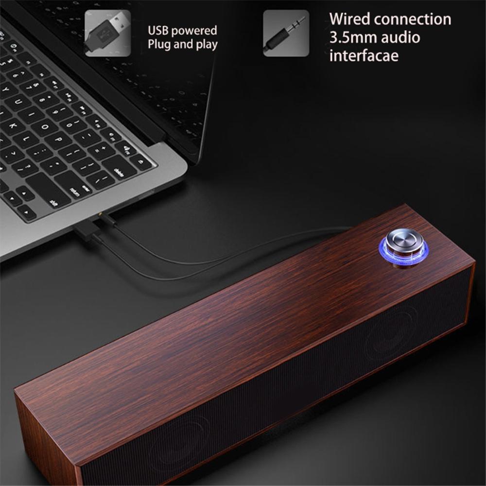 Loa di động có dây Bluetooth 5.0 Loa siêu trầm âm thanh HD bằng gỗ dài Loa âm nhạc vòm USB hỗ trợ ngoài trời Màu sắc: Đen