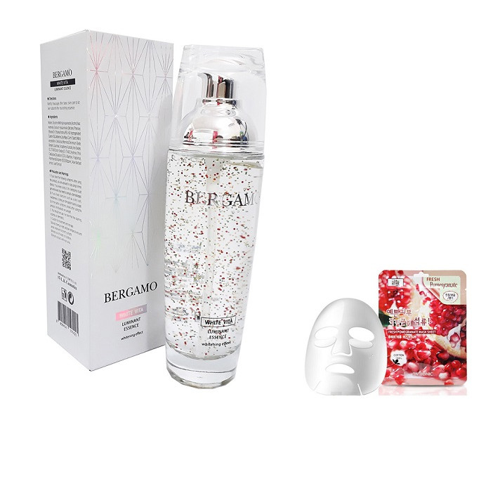 Serum Bergamo WHITE VITA Dưỡng Trắng Tái Tạo Da KOREA + Tặng Mask 3W POMEGRANATE MASK SHEET