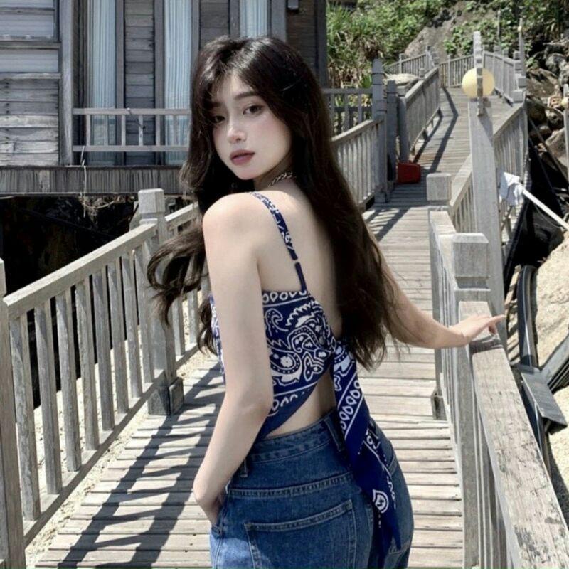 ÁO YẾM THỔ CẨM BUỘC NƠ HOẠ TIẾT VINTAGE