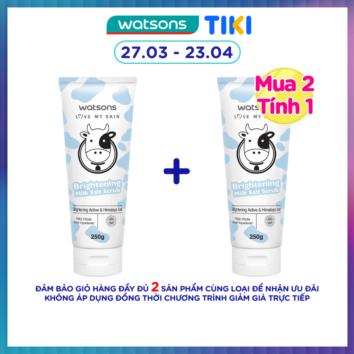 Muối Tắm Watsons Giúp Sáng Da Brightening Milk Salt Scrub 250g
