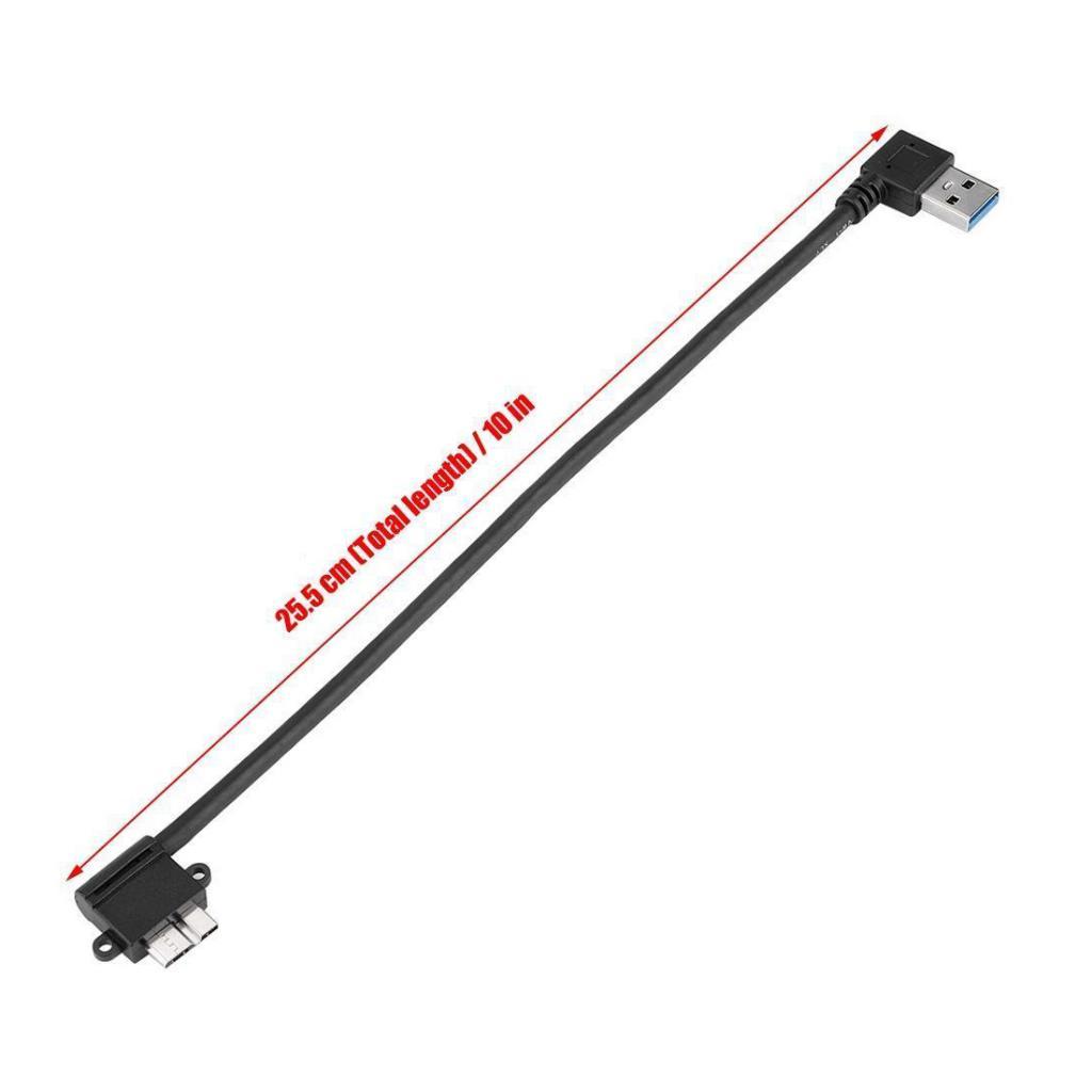 Micro USB 3.0 Cable, Right Angle USB 3.0 Type A to Micro B Cable for Galaxy S5, Note 3, Camera, Hard Drive And More 25cm Black