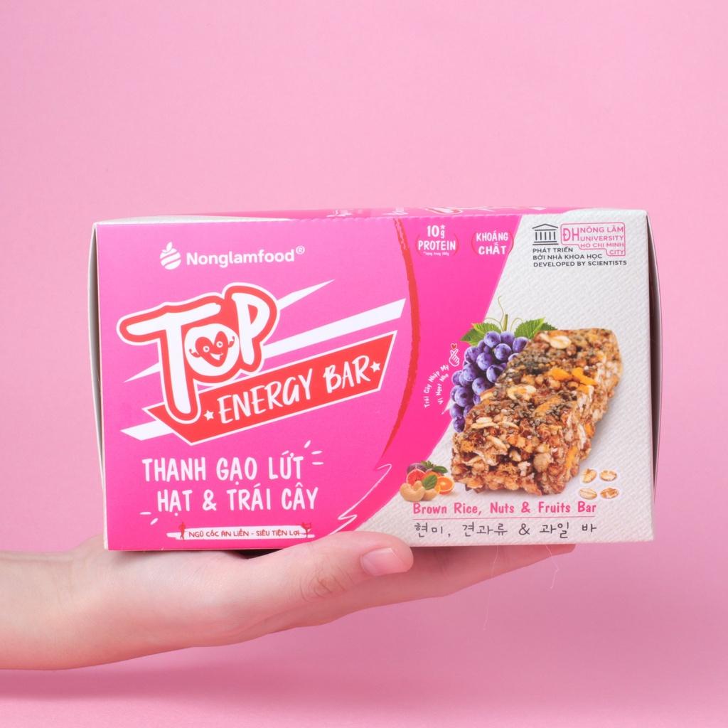 Thanh gạo lứt trái cây Nông Lâm Food hộp 16 bánh gạo lứt hỗ trợ giảm cân ăn kiêng cải thiện vóc dáng