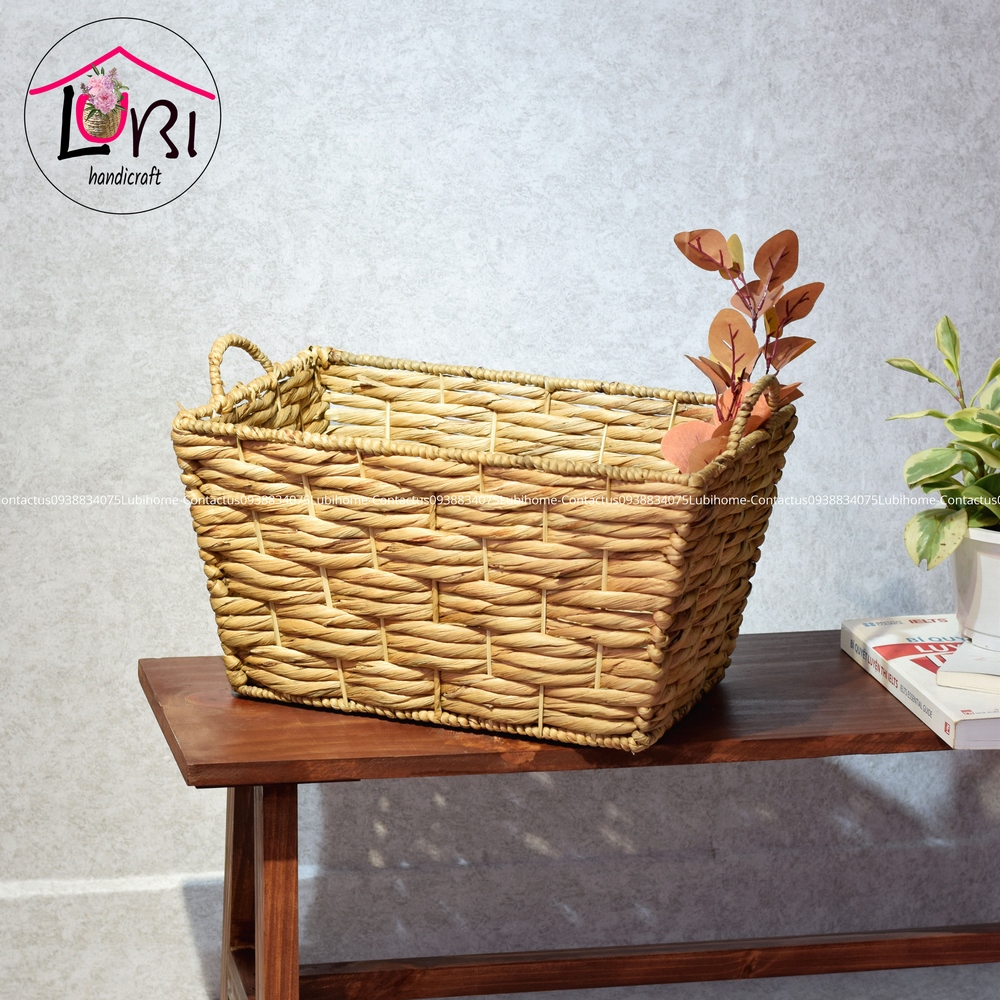 Lubihandicraft - Sọt đựng đồ đan lục bình hình chữ nhật côn đáy - bền đẹp