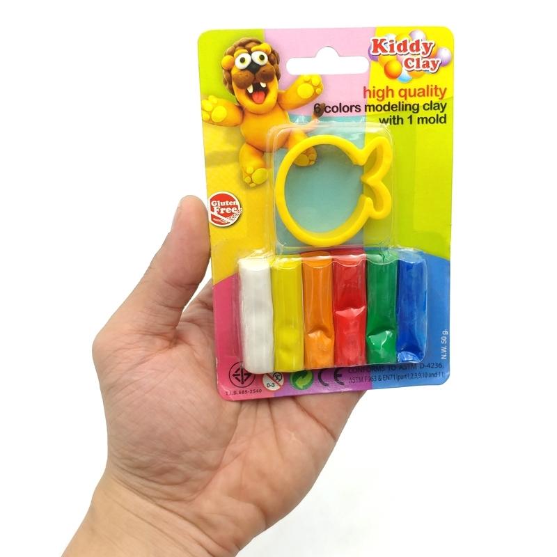 Đất Nặn Kiddy Clay 6 Màu + Khuôn Hình ST-50-6SM (Mẫu Màu Giao Ngẫu Nhiên)