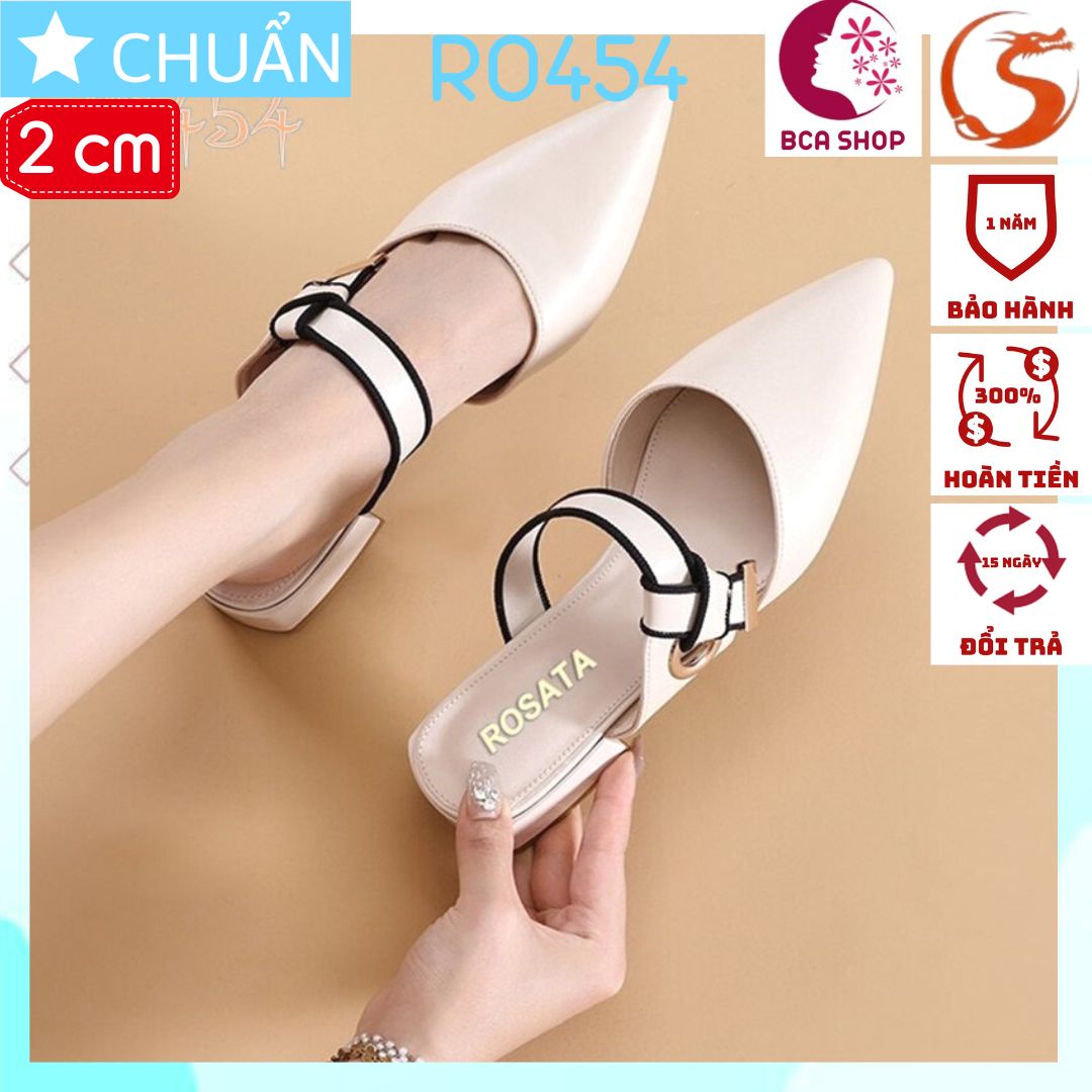 Giày sục nữ 2p RO454 ROSATA tại BCASHOP tạo sự thoải mái trên từng bước chân, khẳng định đẳng cấp - màu trắng kem