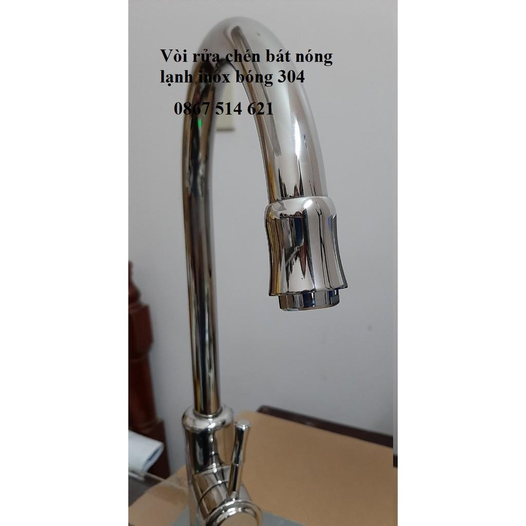 Vòi rửa chén bát nóng lạnh inox bóng 304