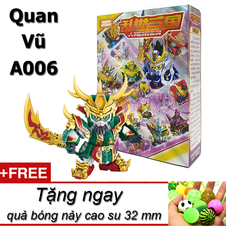 Mô hình trang trí để bàn sd A006 Quan Vũ bản mới Tam Quốc 2020 full box tặng kèm quả bóng nảy cao su làm đồ chơi thú vị