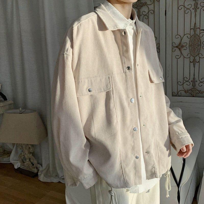 Áo Khoác Nhung Cổ Sơ Mi Oversize
