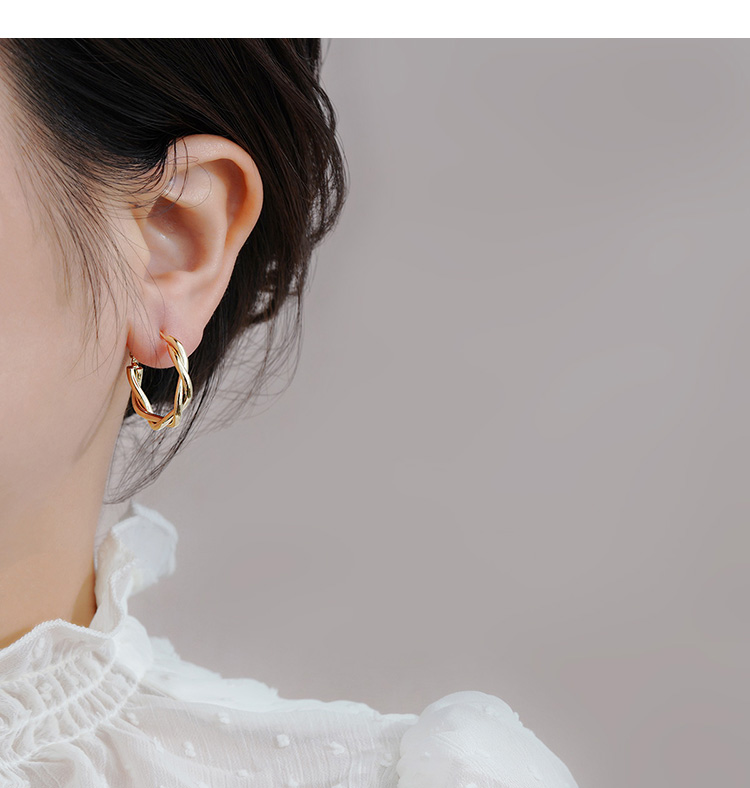 Bông Tai- Khuyên Tai Nữ Hợp Kim Hình Tròn 2 Vòng Xoắn Nhau Sang Trọng/B&m Basic/BTHK00037