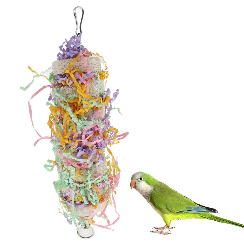 Bird Toy Loofah Hanging Bell Chewing Parrot Parakeet Cockatiel Cage Bird Toy