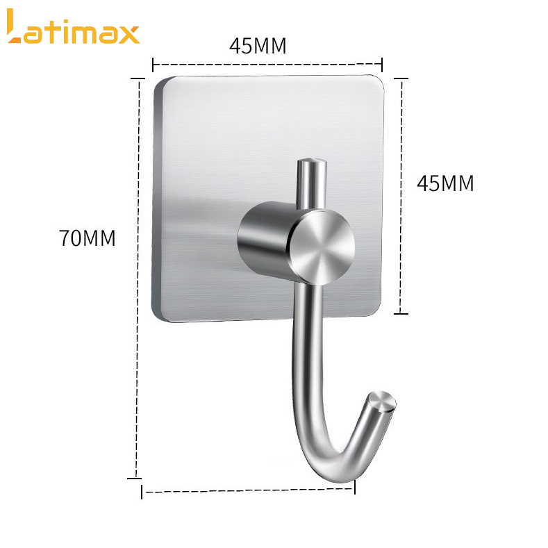 Móc dán tường treo đồ Inox 304 lưỡi câu Latimax MD01 cao cấp - Tặng kèm Keo dán chuyên dụng siêu chịu lực