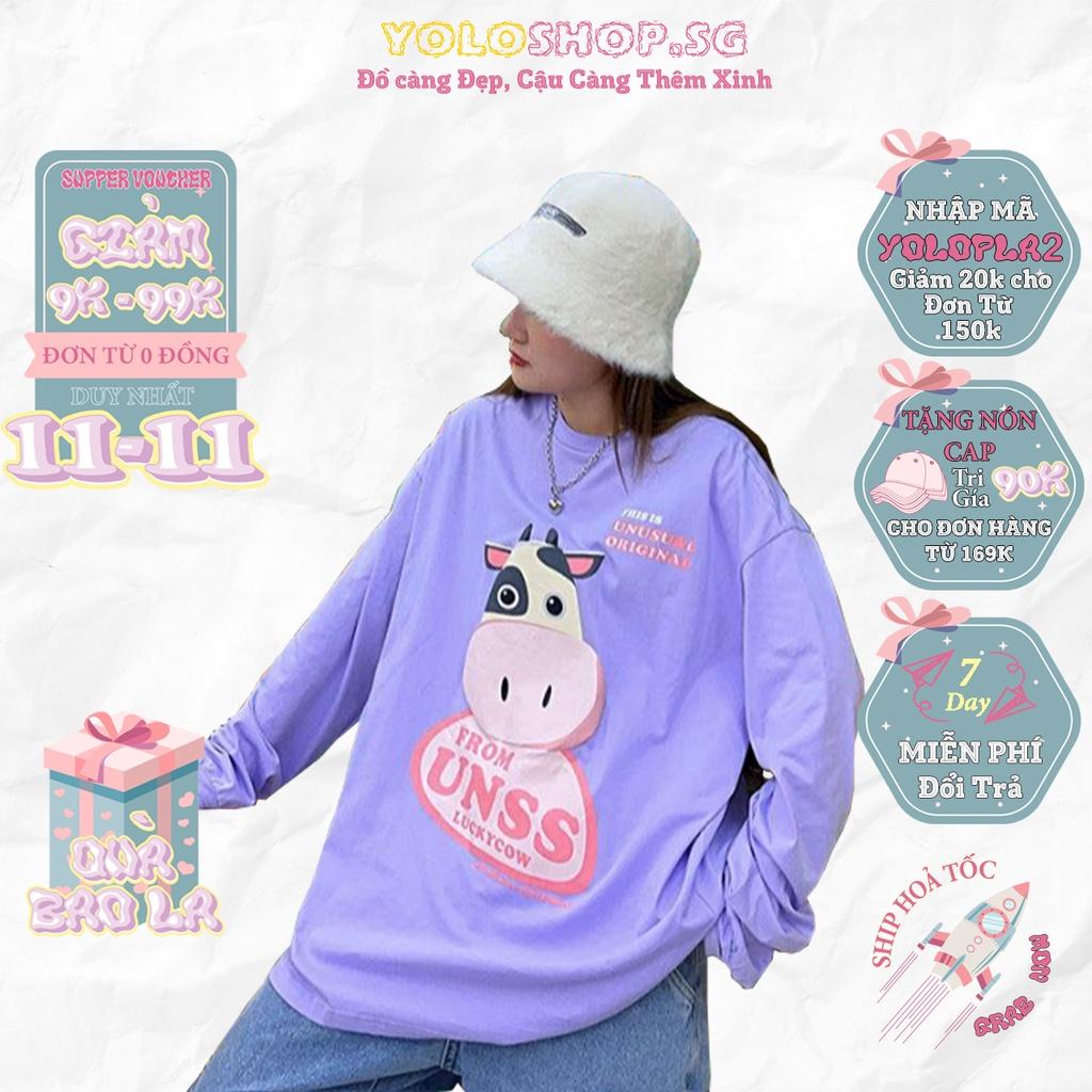 Áo thun dài tay BÒ SỮA UNSS phông Unisex nam nữ tee oversize form rộng pull Ulzzang Streetwear thu đông vải mềm