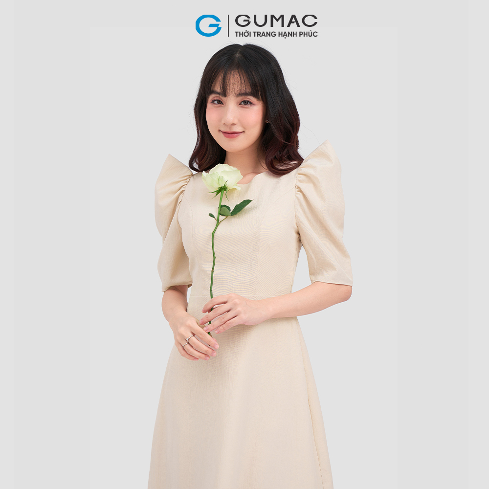 Đầm form A tay phồng DC12060 thời trang GUMAC