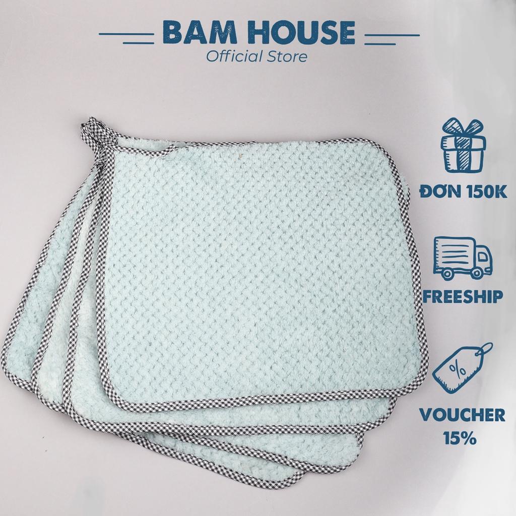 Khăn lau chén Bam House chất liệu cotton may viền 4 cạnh cao cấp KLB01