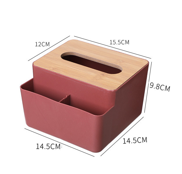 Hộp, Kệ Đựng Khăn Giấy Ăn Nắp Gỗ KUNBE Kèm 2 Ngăn Chứa Đồ Đa Năng Tiện Lợi