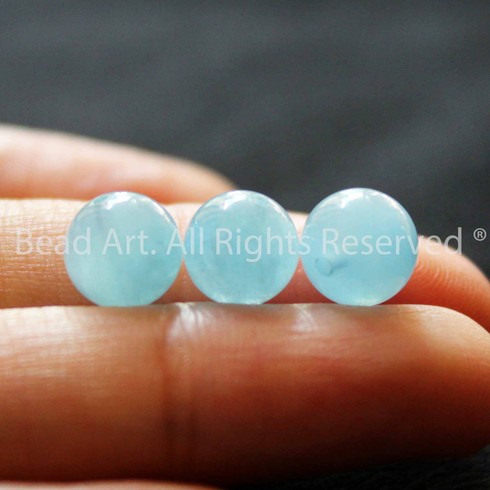 9MM Đá Aquamarine, Hải Lam Ngọc Tự Nhiên Xanh Biển Loại AA, Mệnh Thuỷ, Mộc, Đá Phối Vòng Tay Phong Thuỷ, Chuỗi Hạt - Bead Art