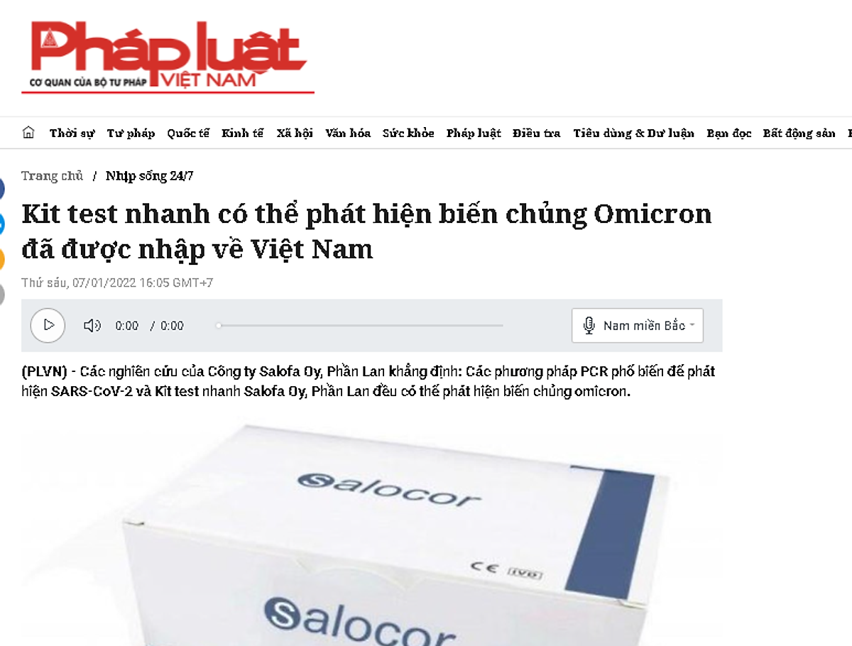 Combo 2 Kit Test Covid 19 dịch mũi nông Salocor Phần Lan đã được Bộ Y Tế cấp phép lưu hành - Hàng Nhập Khẩu chính ngạch -  lấy sâu chỉ 1cm, không đau, phù hợp với trẻ em mọi lứa tuổi.