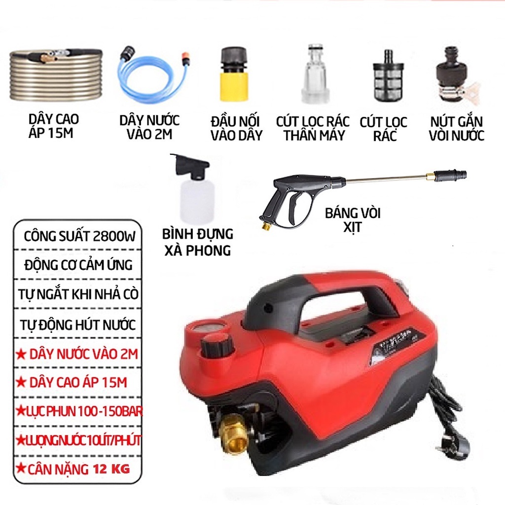 Máy phun xịt rửa xe áp lực cao KAD JAPAN- KD 3589, Công suất mạnh 3500W, Điều chỉnh được áp lực phun, Phù hợp cho mọi công việc, Dây áp lực cao 15m loại dẻo, Chống xoắn, Chống gập tốt.