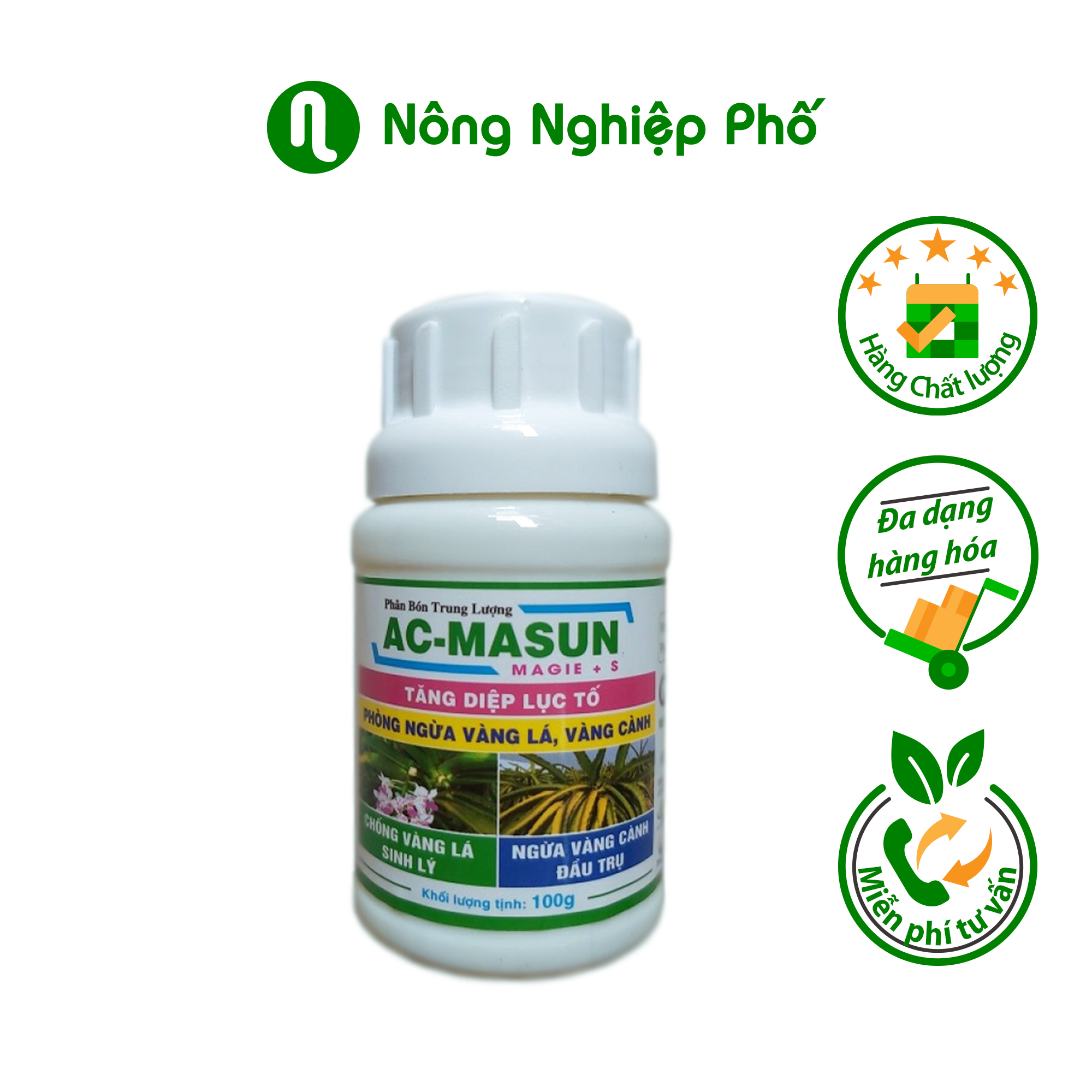 Phân bón trung lượng AC - MASUN 100g ngăn ngừa vàng lá, vàng cành, tăng diệp lục tố