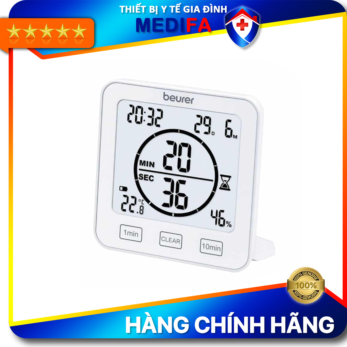 Nhiệt ẩm Kế Beurer HM22 đo Nhiệt độ ẩm Chính Xác