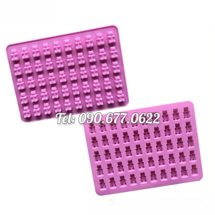 Khuôn silicone làm rau câu, kẹo dẻo chip chip, socola 50 gấu con – Mã số 1222