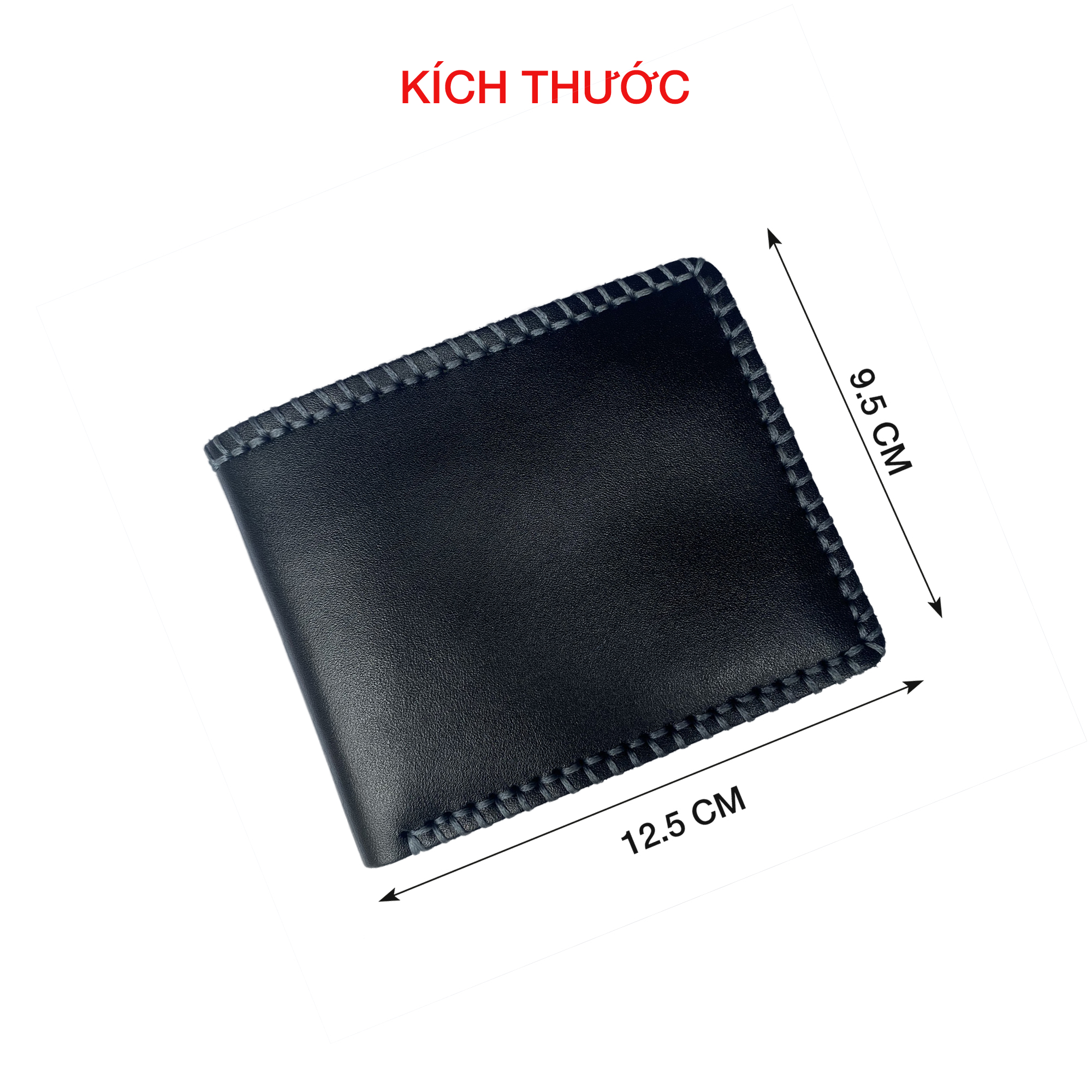 Ví nam da bò Nappa Khâu viền thủ công cao cấp PQ Leather PV7, da thật full hộp làm quà tặng bảo hành 12 tháng