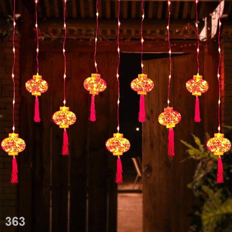 Đèn dây LED lồng ĐỎ nháy trang trí mùa noel Giáng Sinh, Tết, Dây dài 3m 10 Bóng TO