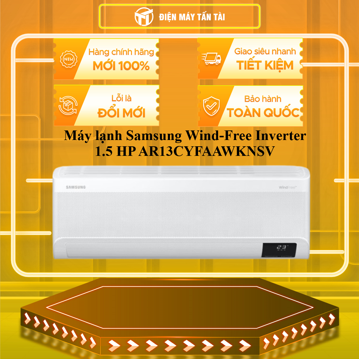 AR13CYFAAWKNSV - Máy lạnh Samsung Wind-Free Inverter 1.5 HP - Hàng Chính Hãng