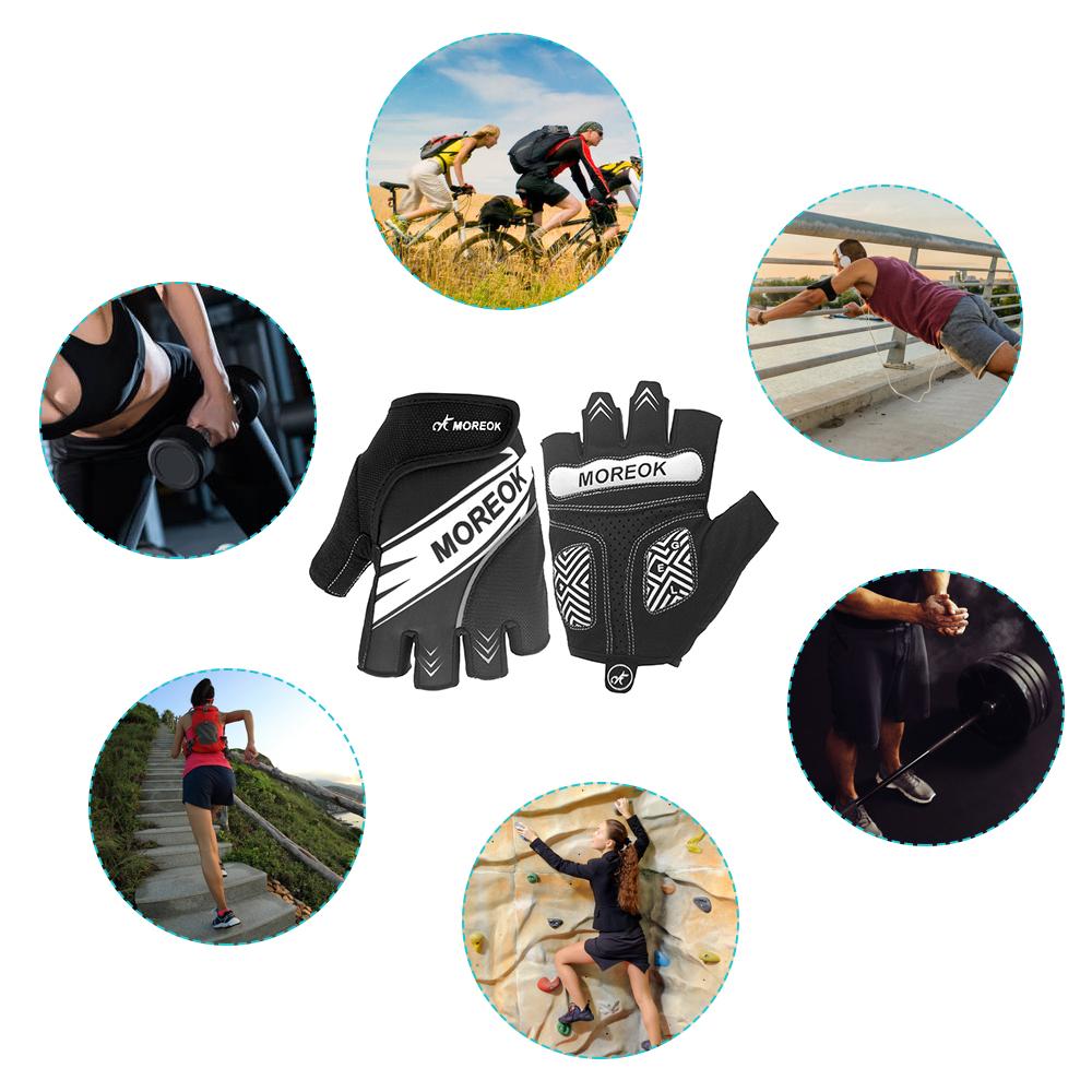 Găng tay dành cho nam đi xe đạp giảm sốc, leo núi có đệm nửa ngón tay và phản quang