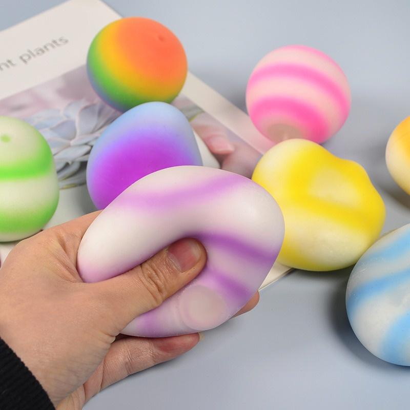 Squishy quả bóng tròn 2 sọc nhiều màu cực đẹp đồ chơi bóp tay mềm mịn giảm stress đàn hồi chậm tăng