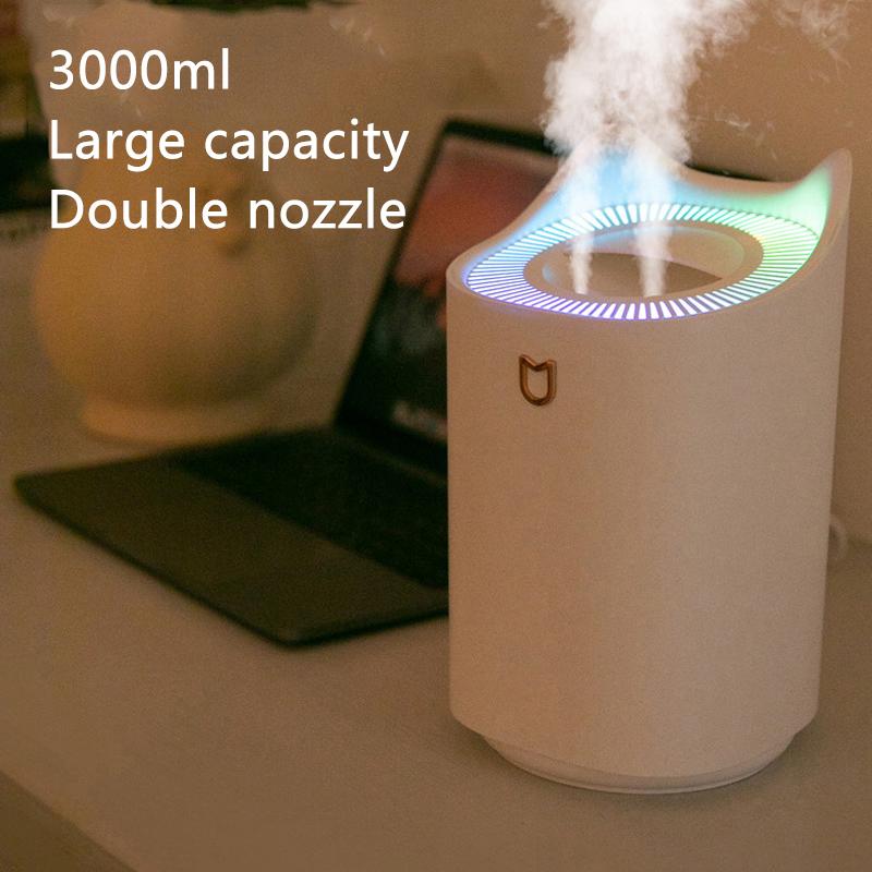 3L Máy Tạo Độ Ẩm Không Khí Đôi Vòi Nhà Hương Thơm Máy Khuếch Tán Tinh Dầu Lộc Coloful Led Siêu Âm Thanh Usb Humidificador Khuếch Tán Hương Thơm