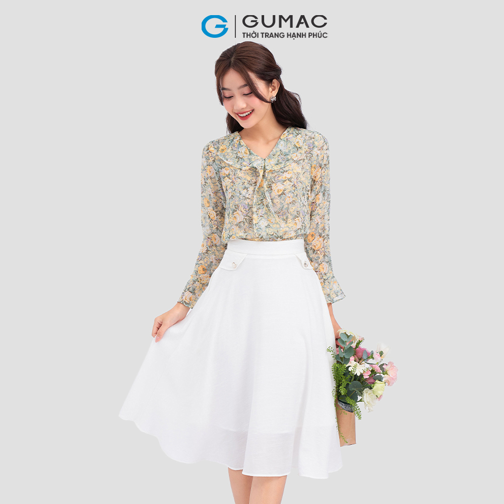 Áo kiểu GUMAC LA1203 tay bèo thanh lịch