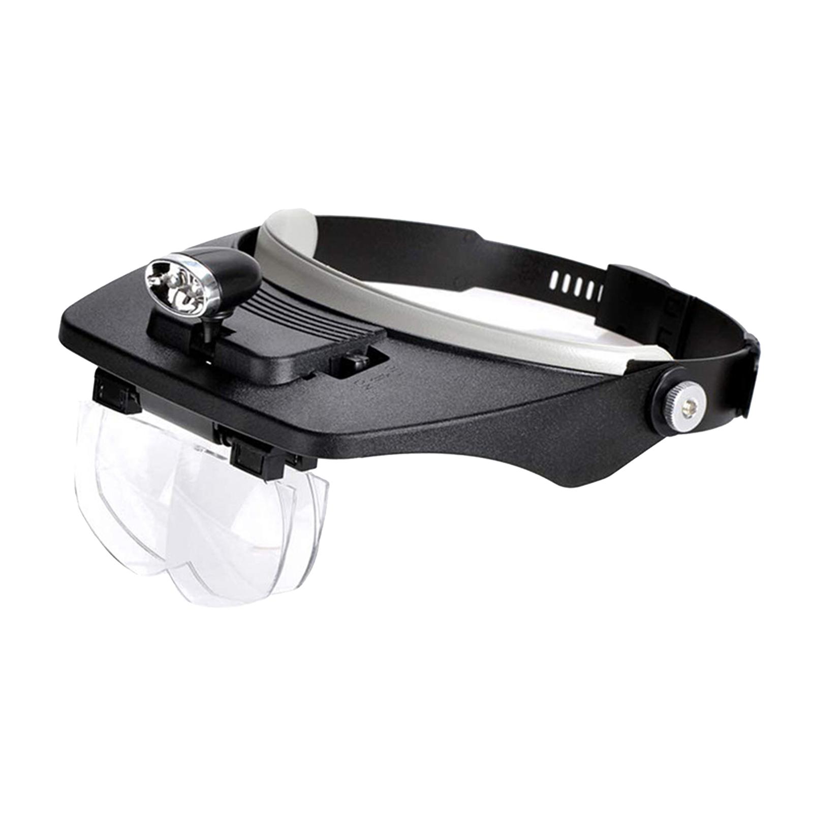 Portable Headband Magnifier w/ 2 LED Light Headset Magnifying Glasses Visor